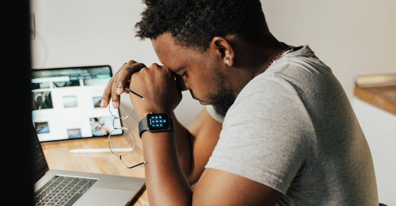 Remote Work - Man in Gray Crew Neck T Shirt Feeling Tired