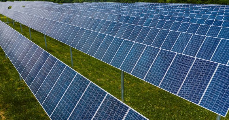 Sustainable Innovation - Modern solar power station in countryside